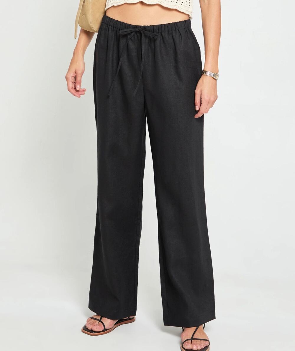 New few moda Paloma black linen pants sz s $147